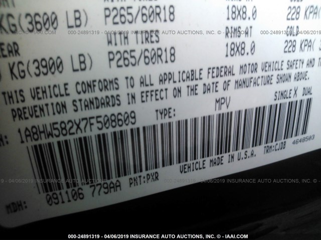 1A8HW582X7F508609 - 2007 CHRYSLER ASPEN LIMITED BLACK photo 9