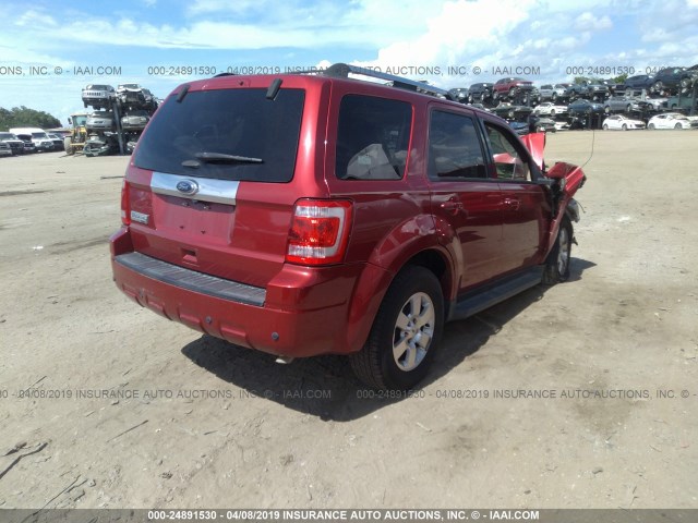 1FMCU0E72CKB75507 - 2012 FORD ESCAPE LIMITED RED photo 4