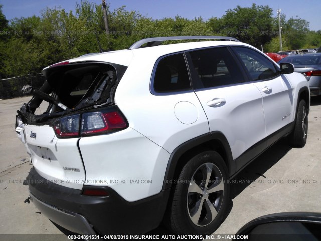 1C4PJMDX0KD397232 - 2019 JEEP CHEROKEE LIMITED WHITE photo 4