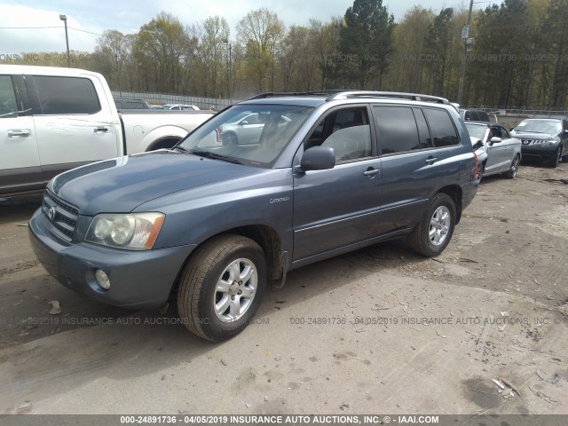 JTEGF21A530104872 - 2003 TOYOTA HIGHLANDER LIMITED BLUE photo 2