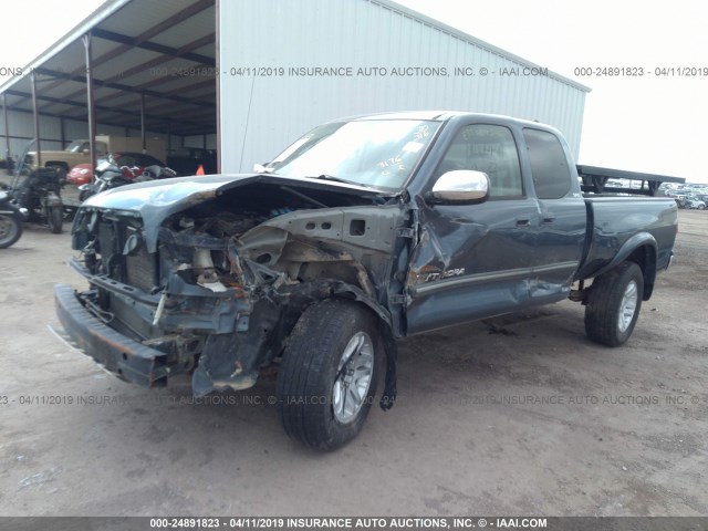 5TBBT44185S461499 - 2005 TOYOTA TUNDRA ACCESS CAB SR5 BLUE photo 2