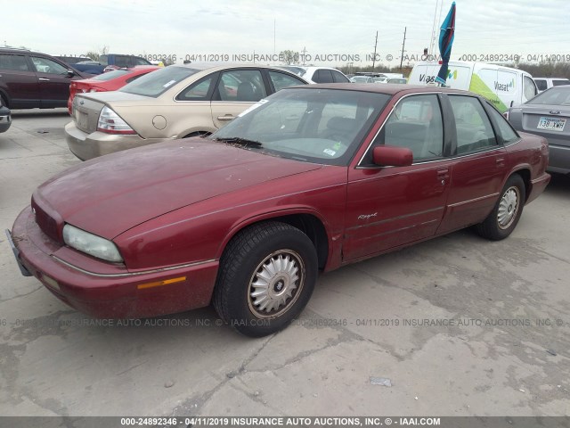 2G4WB52L6S1423869 - 1995 BUICK REGAL CUSTOM MAROON photo 2