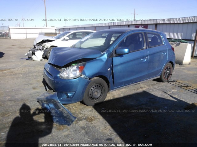 ML32A3HJ8FH041672 - 2015 MITSUBISHI MIRAGE DE BLUE photo 2