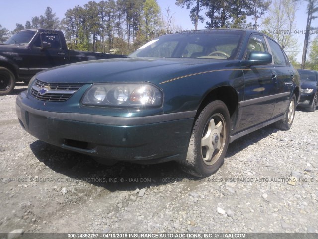 2G1WF52E819265649 - 2001 CHEVROLET IMPALA GREEN photo 2