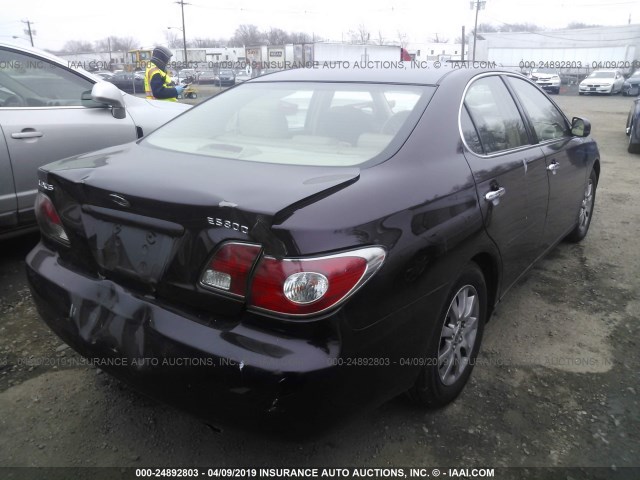 JTHBF30G130105221 - 2003 LEXUS ES 300 BURGUNDY photo 4