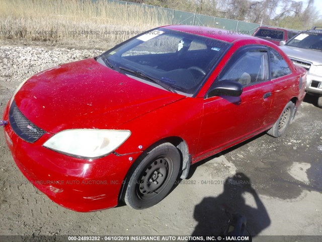 1HGEM221X5L064646 - 2005 HONDA CIVIC DX VP RED photo 2