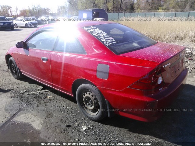 1HGEM221X5L064646 - 2005 HONDA CIVIC DX VP RED photo 3