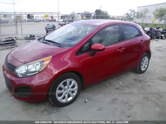 KNADM5A31C6093010 - 2012 KIA RIO LX RED photo 2