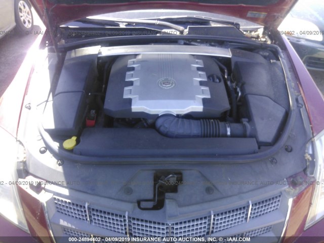 1G6DR57V480176618 - 2008 CADILLAC CTS HI FEATURE V6 RED photo 10
