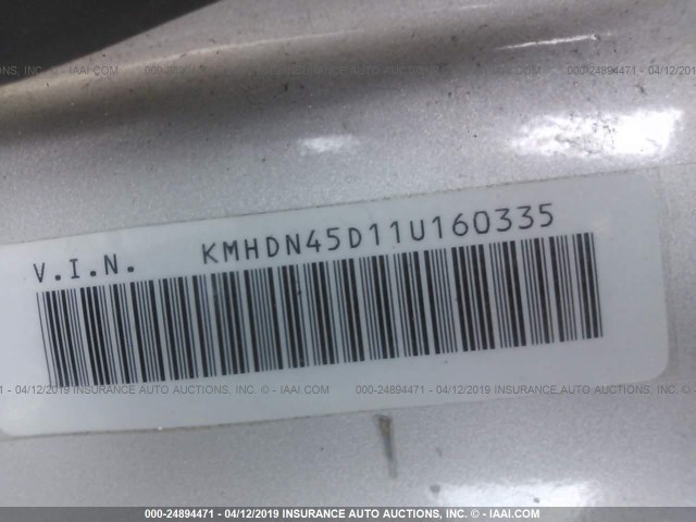 KMHDN45D11U160335 - 2001 HYUNDAI ELANTRA GLS/GT SILVER photo 9