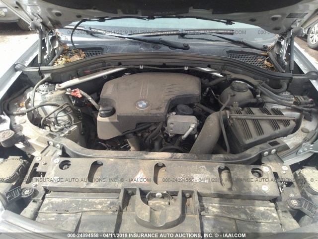 5UXWX9C52E0D23881 - 2014 BMW X3 XDRIVE28I SILVER photo 10