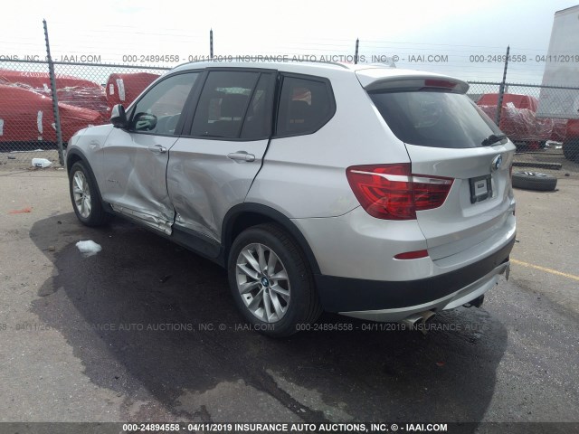 5UXWX9C52E0D23881 - 2014 BMW X3 XDRIVE28I SILVER photo 3