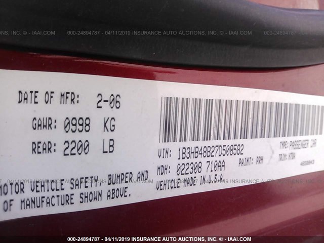 1B3HB48B27D508582 - 2007 DODGE CALIBER SXT RED photo 9