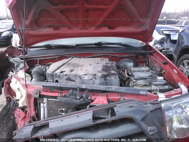 5TEJU62N56Z290393 - 2006 TOYOTA TACOMA DOUBLE CAB PRERUNNER RED photo 10
