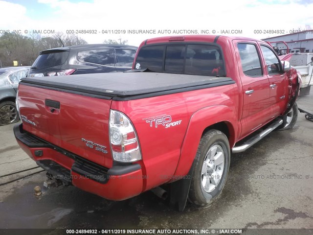 5TEJU62N56Z290393 - 2006 TOYOTA TACOMA DOUBLE CAB PRERUNNER RED photo 4