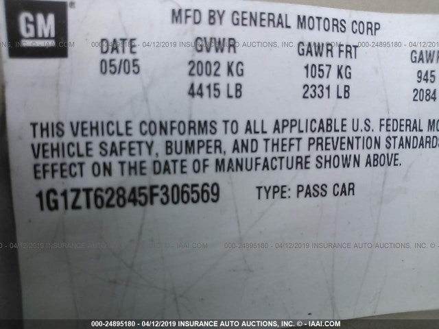 1G1ZT62845F306569 - 2005 CHEVROLET MALIBU MAXX LS 金色 照片 9