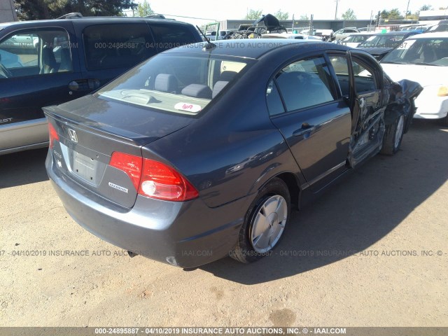 JHMFA36247S015132 - 2007 HONDA CIVIC HYBRID GRAY photo 4