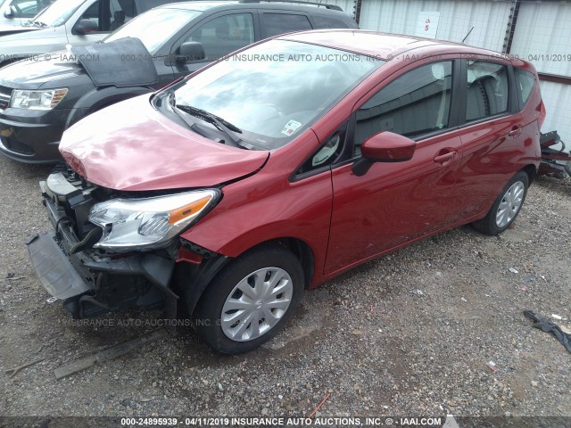 3N1CE2CP0FL397792 - 2015 NISSAN VERSA NOTE S/S PLUS/SV/SL/SR RED photo 2