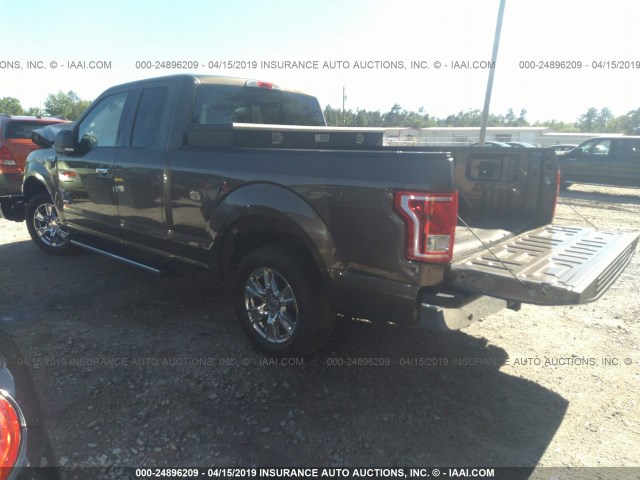 1FTEX1CG9GFD32333 - 2016 FORD F150 SUPER CAB BROWN photo 3