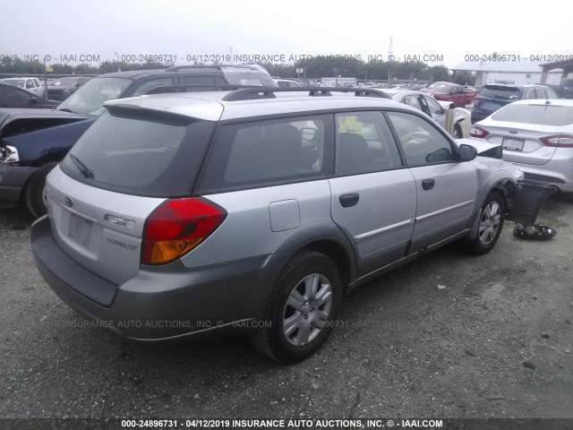 4S4BP61C257379500 - 2005 SUBARU LEGACY OUTBACK 2.5I SILVER photo 4