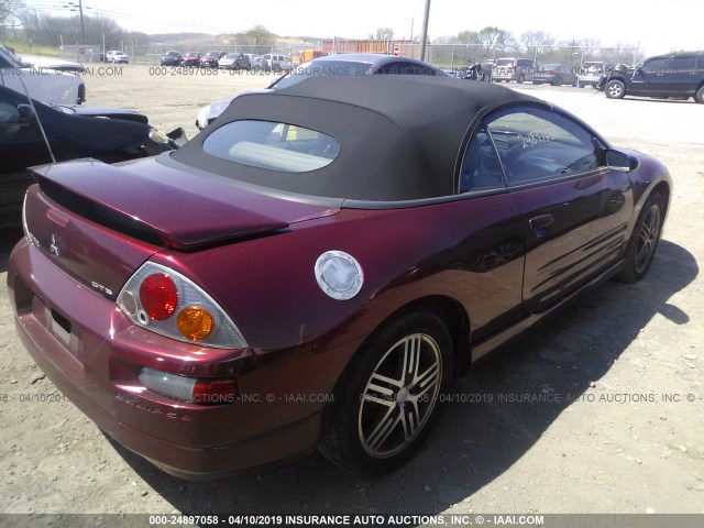 4A3AE75H33E164022 - 2003 MITSUBISHI ECLIPSE SPYDER GTS MAROON photo 4