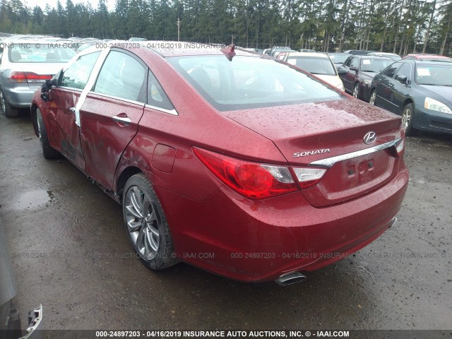 5NPEC4AC5BH100498 - 2011 HYUNDAI SONATA SE/LIMITED MAROON photo 3