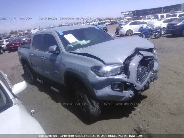 3TMAZ5CN4KM083527 - 2019 TOYOTA TACOMA DOUBLE CAB/SR5/TRD SPORT/ GRAY photo 1