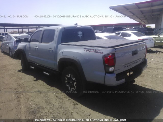 3TMAZ5CN4KM083527 - 2019 TOYOTA TACOMA DOUBLE CAB/SR5/TRD SPORT/ GRAY photo 3