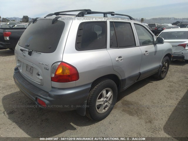 KM8SC13E34U739144 - 2004 HYUNDAI SANTA FE GLS/LX SILVER photo 4