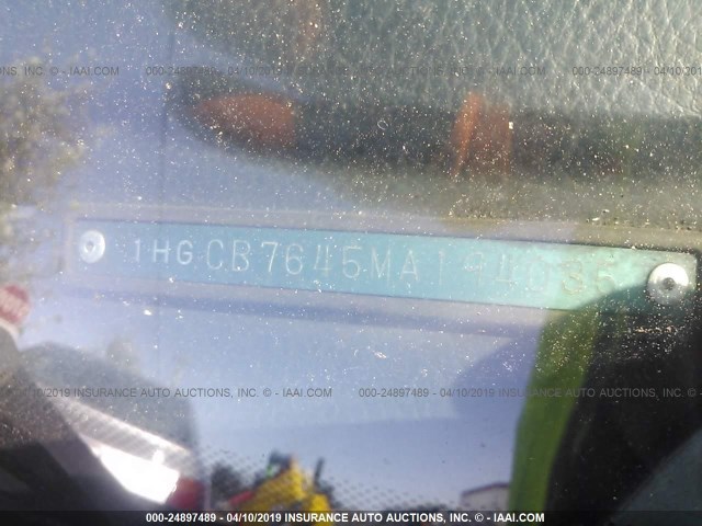 1HGCB7645MA194035 - 1991 HONDA ACCORD DX/LX WHITE photo 9