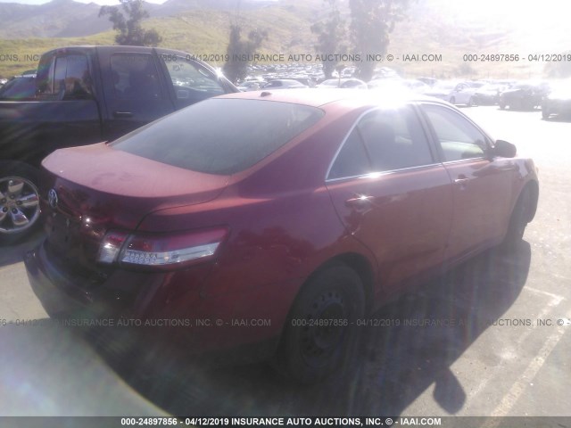 4T4BF3EK6BR118246 - 2011 TOYOTA CAMRY SE/LE/XLE RED photo 4