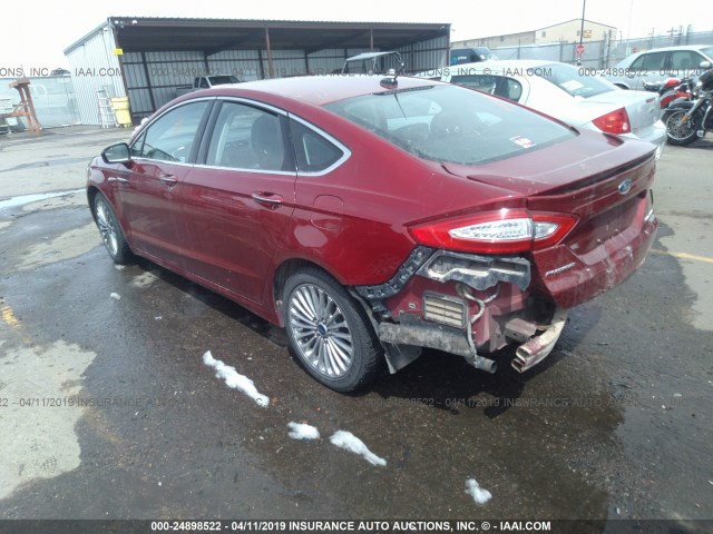 3FA6P0K90ER332440 - 2014 FORD FUSION TITANIUM RED photo 3