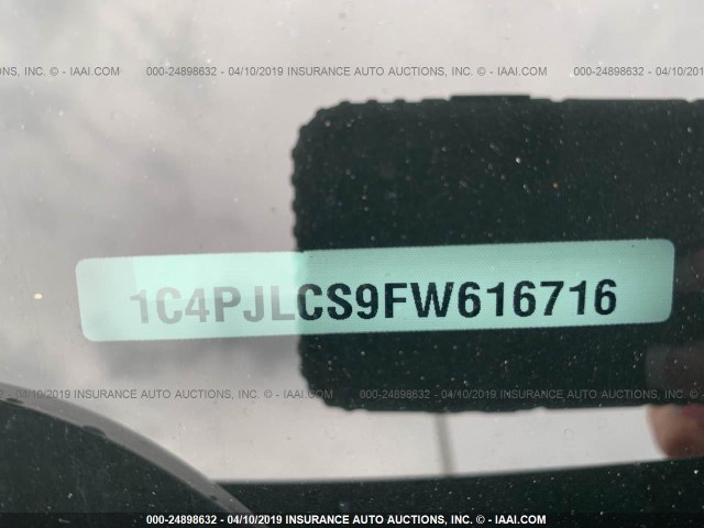 1C4PJLCS9FW616716 - 2015 JEEP CHEROKEE BLACK photo 9