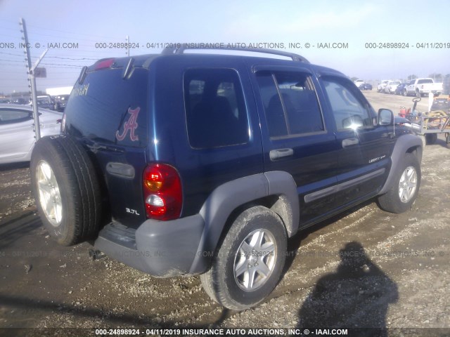 1J4GL48K43W658063 - 2003 JEEP LIBERTY SPORT/FREEDOM BLUE photo 4