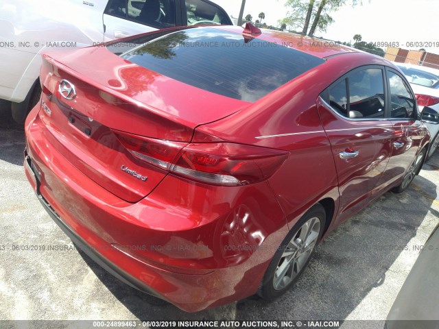 KMHD84LF1HU354398 - 2017 HYUNDAI ELANTRA SE/VALUE/LIMITED RED photo 4