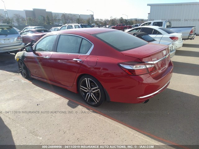 1HGCR2F58GA150882 - 2016 HONDA ACCORD SPORT RED photo 3