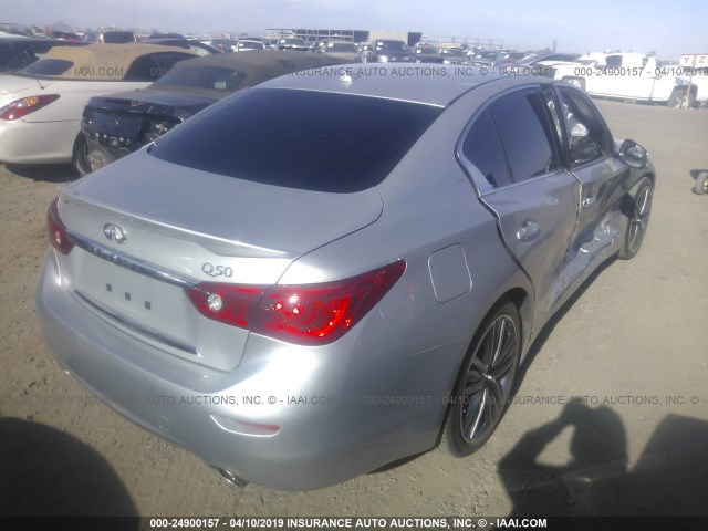 JN1BV7AP3FM337586 - 2015 INFINITI Q50 PREMIUM/SPORT SILVER photo 4