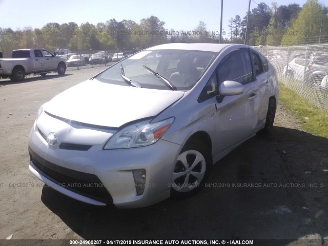 JTDKN3DU4F0453717 - 2015 TOYOTA PRIUS SILVER photo 2