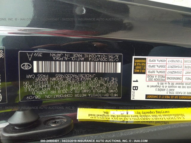 JTKDE3B79A0307465 - 2010 TOYOTA SCION TC BLACK photo 9