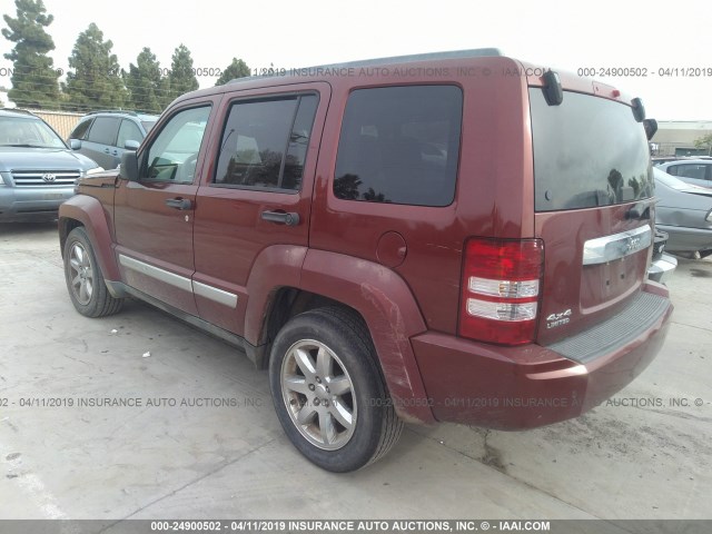 1J8GN58K08W217665 - 2008 JEEP LIBERTY LIMITED RED photo 3