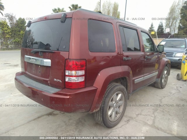 1J8GN58K08W217665 - 2008 JEEP LIBERTY LIMITED RED photo 4
