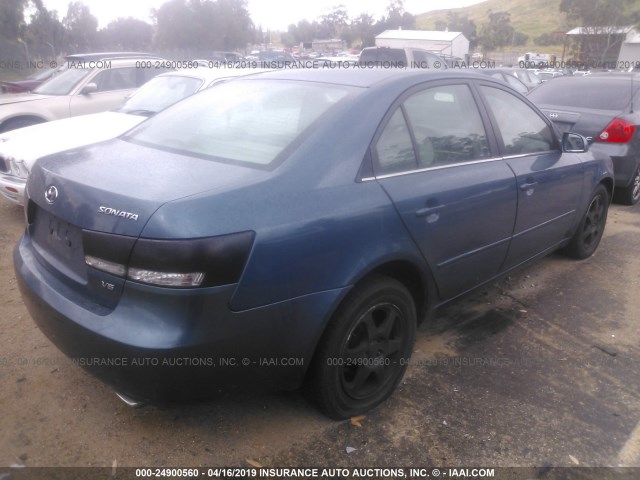 5NPEU46F66H154477 - 2006 HYUNDAI SONATA GLS/LX BLUE photo 4