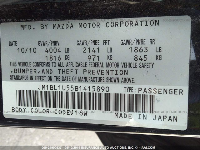 JM1BL1U55B1415890 - 2011 MAZDA 3 S BLACK photo 9