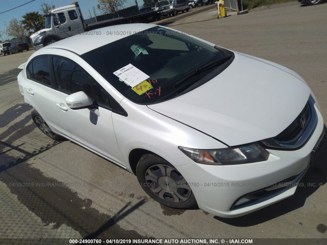 19XFB4F21DE201343 - 2013 HONDA CIVIC HYBRID WHITE photo 1