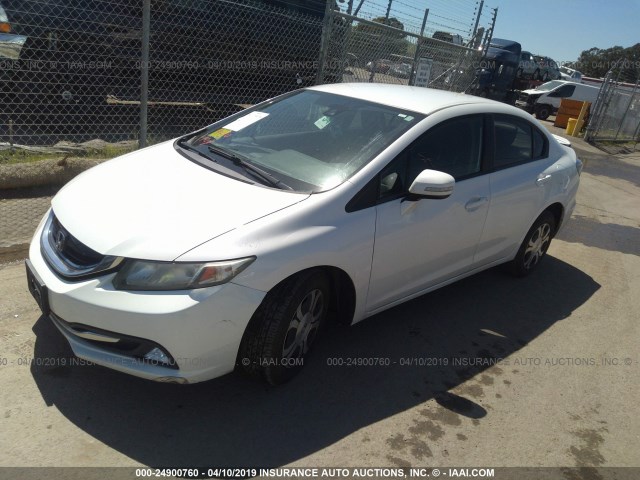 19XFB4F21DE201343 - 2013 HONDA CIVIC HYBRID WHITE photo 2