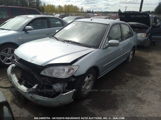 JHMES96644S001404 - 2004 HONDA CIVIC HYBRID Light Blue photo 2