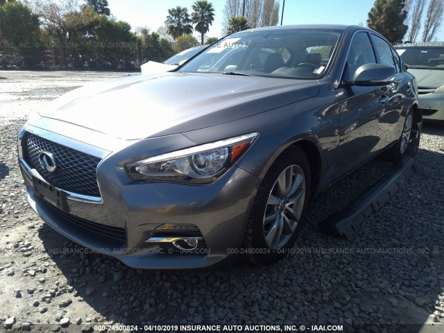 JN1AV7AP6EM690947 - 2014 INFINITI Q50 HYBRID PREMIUM/SPORT GRAY photo 2