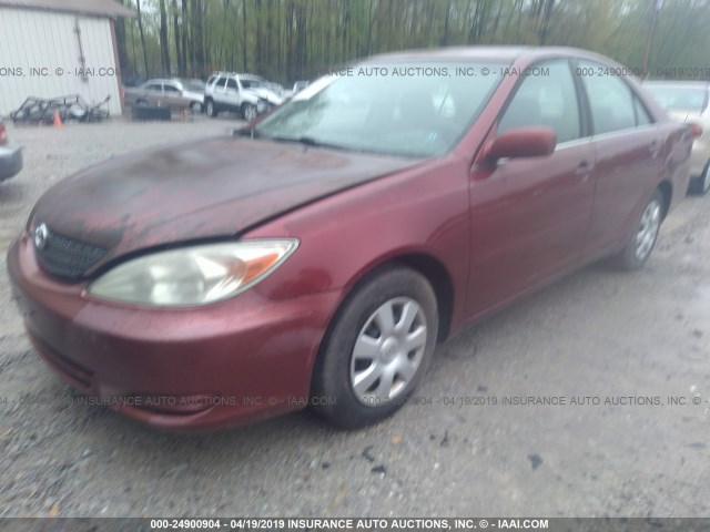 4T1BE32K22U554867 - 2002 TOYOTA CAMRY LE/XLE/SE RED photo 2