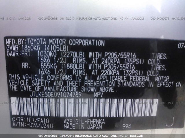 JTLKE50E091074789 - 2009 TOYOTA SCION XB 银色 照片 9