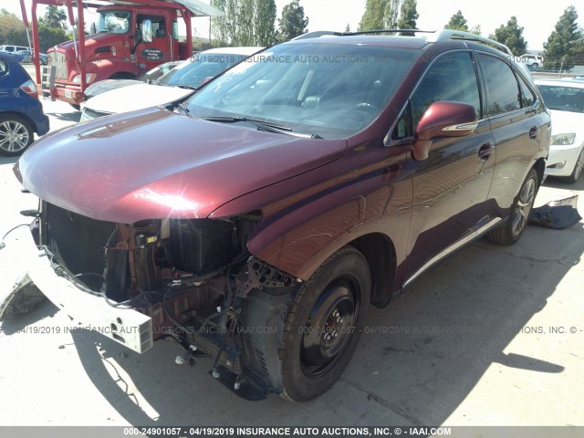 2T2BK1BA0FC326132 - 2015 LEXUS RX 350/BASE/F SPORT MAROON photo 2